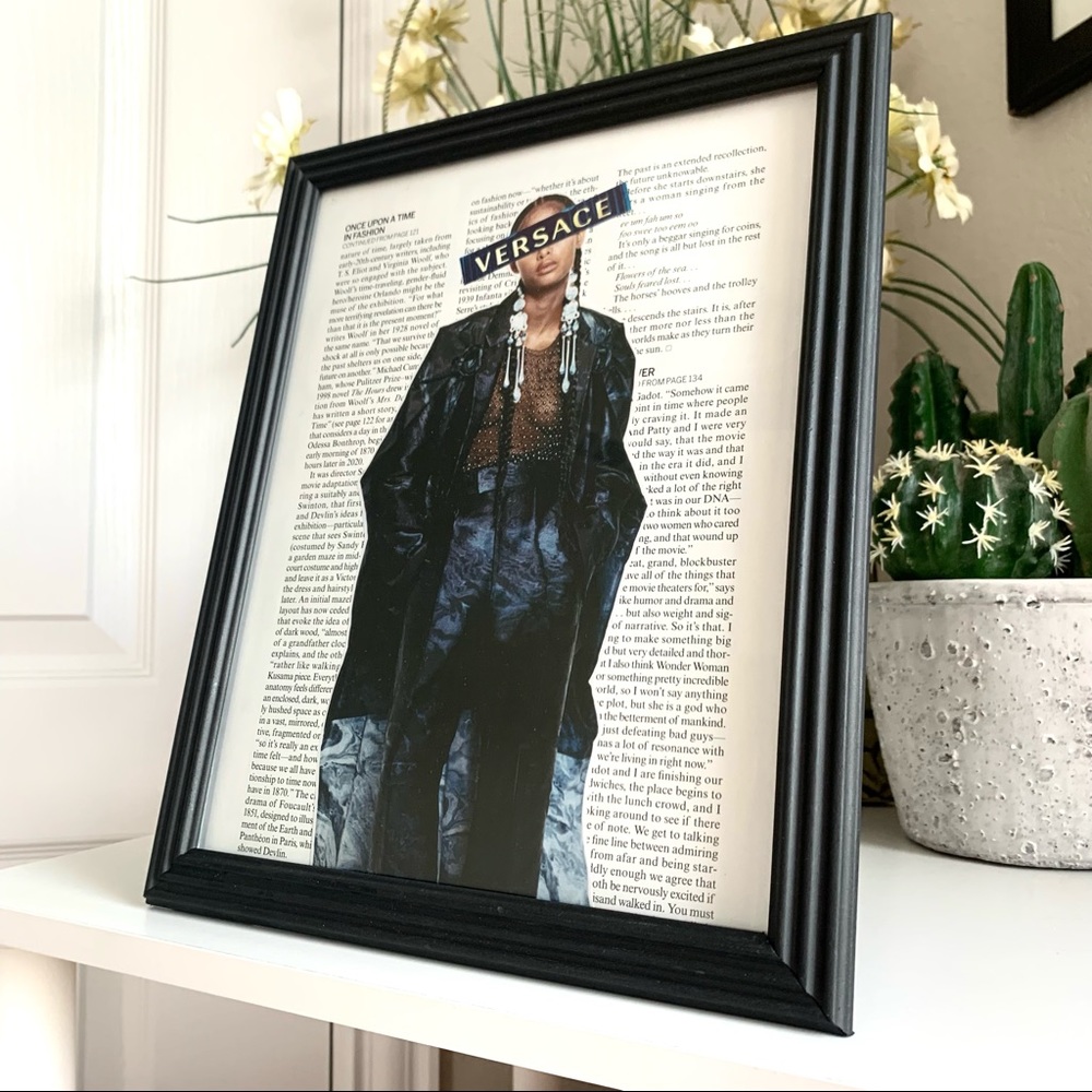 Versace Editorial Wall Art Black Leather Fashion Collage Decor